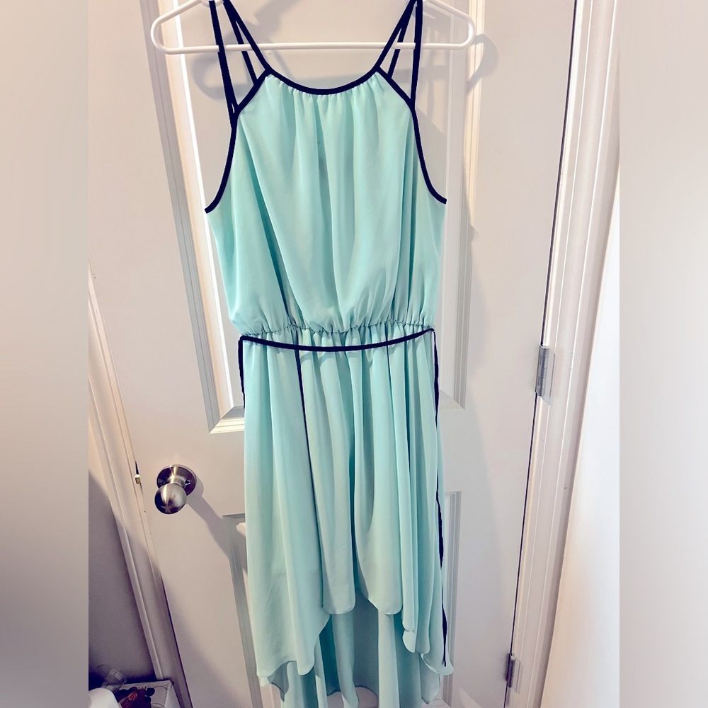 Pretty Turquoise Chiffon High-Low Dress
